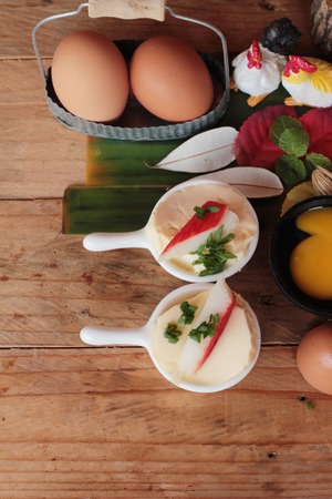 Steamed egg with crab stick is tastyの写真素材