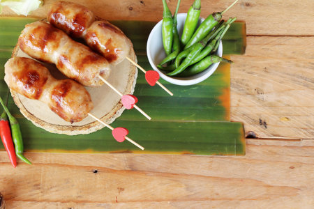 Grilled sausage asia is deliciousの写真素材