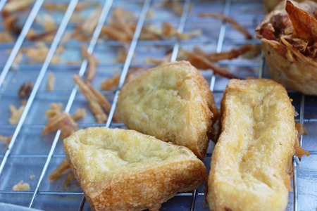 Fried tofu in the marketの写真素材