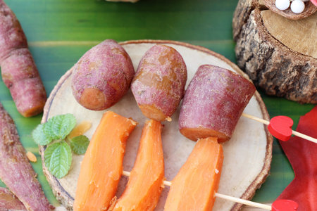Sweet potato boiled with sugar is deliciousの写真素材