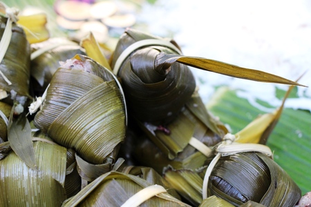 sticky rice with coconut is delicious , Thai dessertの写真素材