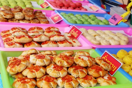 Festival moon cake - Chinese cake in marketの写真素材
