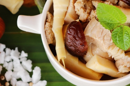 Bamboo shoot boiled soup with pork deliciousの写真素材