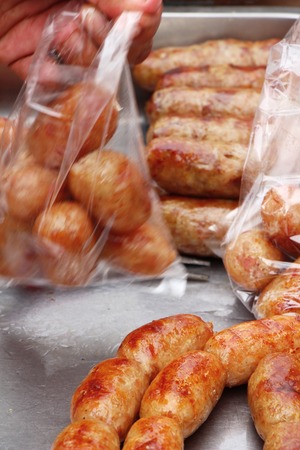 Grilled sausage asia is delicious in marketの写真素材