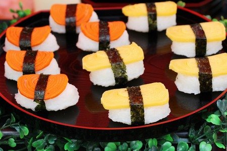 Mixed roll sushi set is delicious, Japanese foodの写真素材