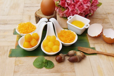 golden sweet is egg yolk  ,Thai dessertの写真素材