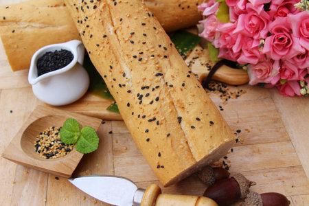 French bread organic with black sesame delicious