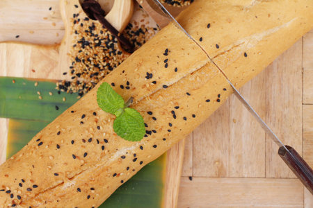 French bread organic with black sesame delicious