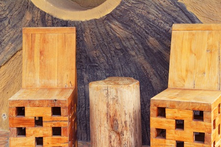 Set chairs of vintage style in gardenの写真素材