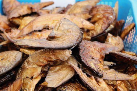 Dried fish for cooking in the marketの写真素材
