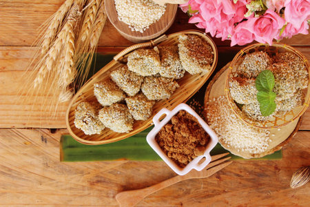 Sesame desserts and sesame seeds is deliciousの写真素材