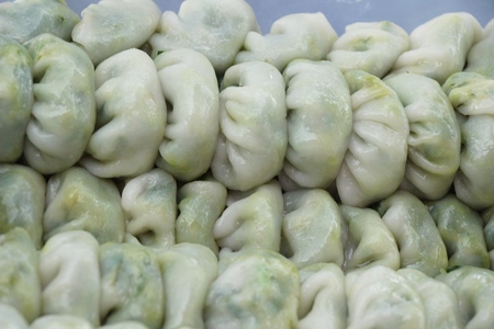 Steamed dumpling stuffed with garlic chives deliciousの写真素材