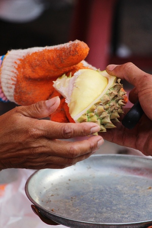Durian fruit is delicious in the marketの写真素材