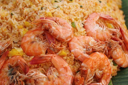 Shrimp fried rice with vegetables is deliciousの写真素材