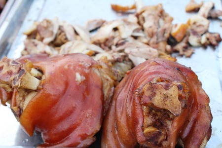 Stewed pork leg delicious in street foodの写真素材