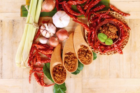 Chili paste spicy is delicious with spicesの写真素材