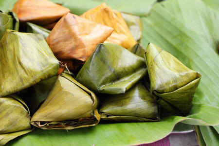 Stuffed dough pyramid dessert is delicious ( Kanom Tien)