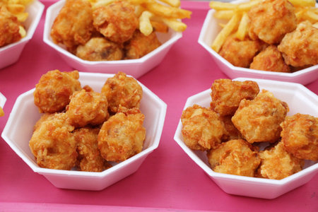 Fried chicken nuggets with sauce is delicious