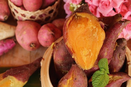 Sweet potato boiled with sugarの写真素材