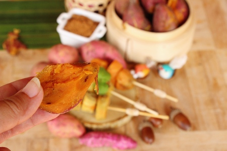Sweet potato boiled with sugarの写真素材