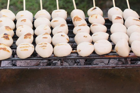 grilled sausage and meatball is deliciousの写真素材