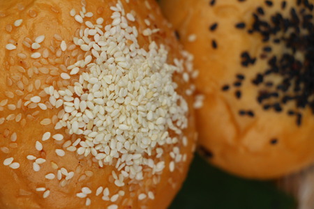 Bread bun with sesame and poppy seedsの写真素材