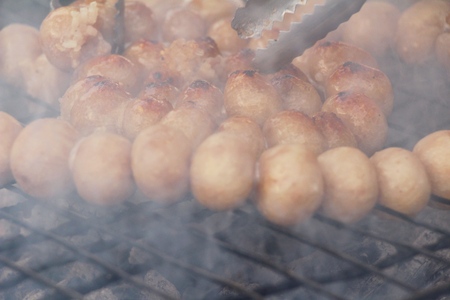 Grilled sausage asia is delicious in marketの写真素材