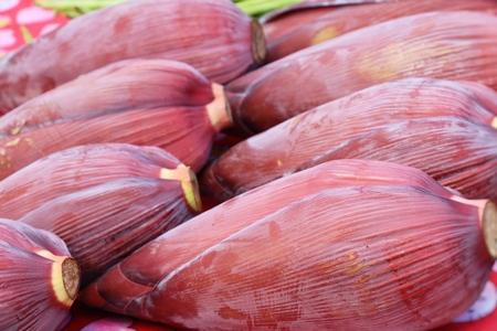 Banana blossom in the marketの写真素材