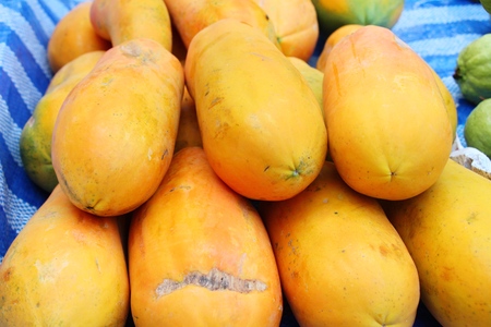 ripe papaya is delicious in the marketの写真素材