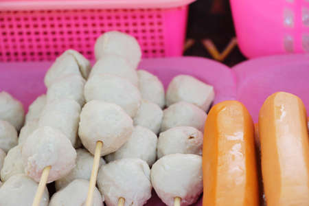 grilled sausage and meatball is deliciousの写真素材