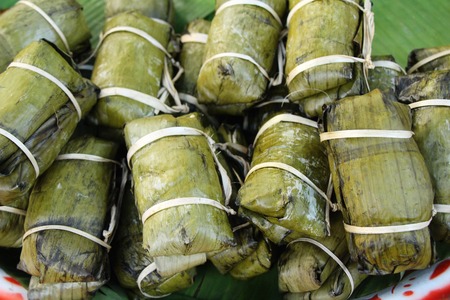 Sticky rice with coconut delicious ,Thai dessertの写真素材
