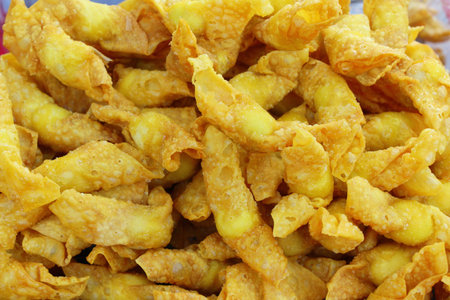 Crispy fried pork dumplings at street food