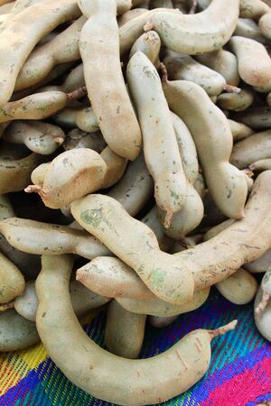 Tamarind fruit is delicious at street fruitの写真素材