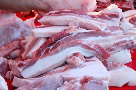 Raw pork for cooking in street foodの写真素材