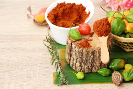 Paprika powder spicy red and chilli peppers