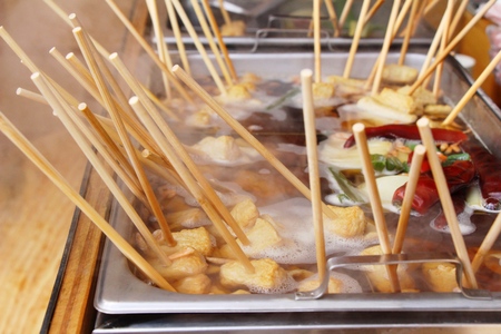 Oden stick fish cake with soup , Korean foodの写真素材