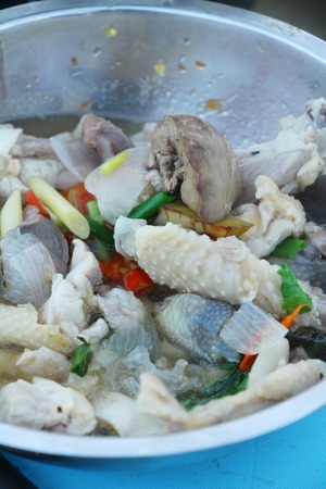 Chicken spicy soup is delicious with vegetablesの写真素材