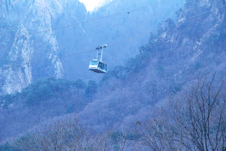 Cableway autumn mountain landscape in Seoraksan national park ,Korea