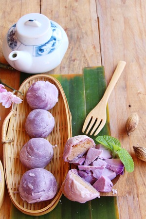 Festival moon cake - Chinese cake and teaの写真素材