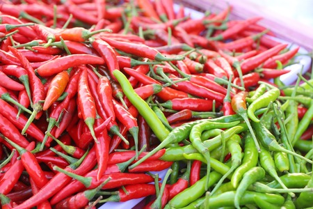 Fresh chilli for cooking in the marketの写真素材
