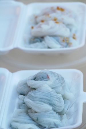 Steamed dumpling stuffed with garlic chives deliciousの写真素材