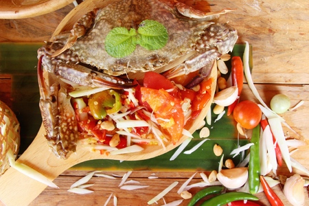Spicy papaya salad with crab is deliciousの写真素材