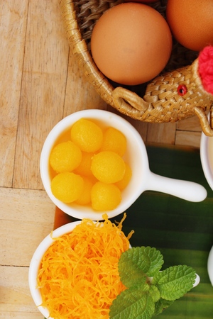 golden sweet is egg yolk  ,Thai dessertの写真素材