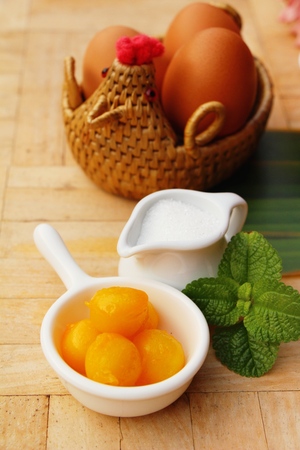 golden sweet is egg yolk  ,Thai dessertの写真素材