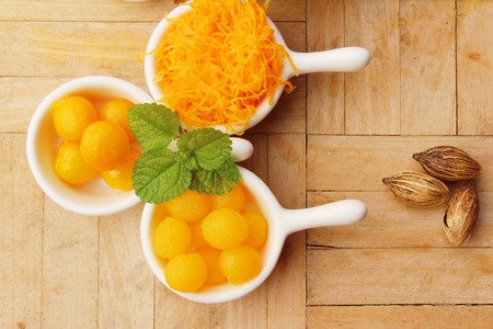 golden sweet is egg yolk  ,Thai dessertの写真素材