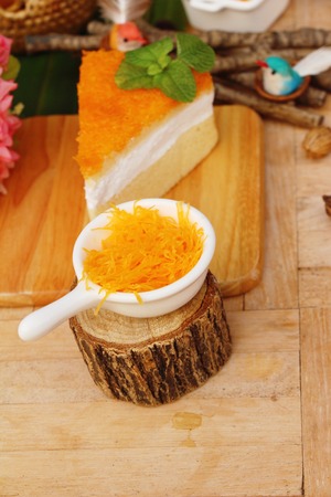 Cake golden sweet is egg yolk deliciousの写真素材