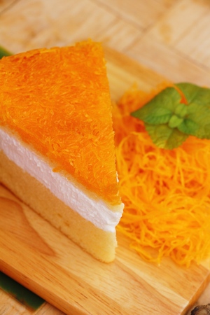 Cake golden sweet is egg yolk deliciousの写真素材