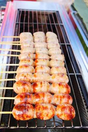 Grilled sausage asia is delicious in marketの写真素材