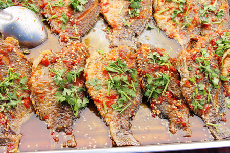 Deep fried fish with chili sauce delicious