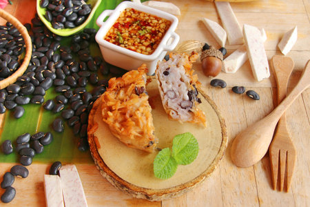 taro dessert and black beans traditional chinese pancake